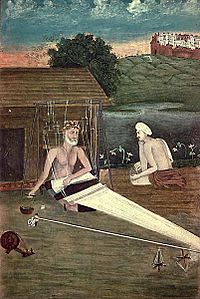 An 1825 CE painting depicts Kabir with a disciple